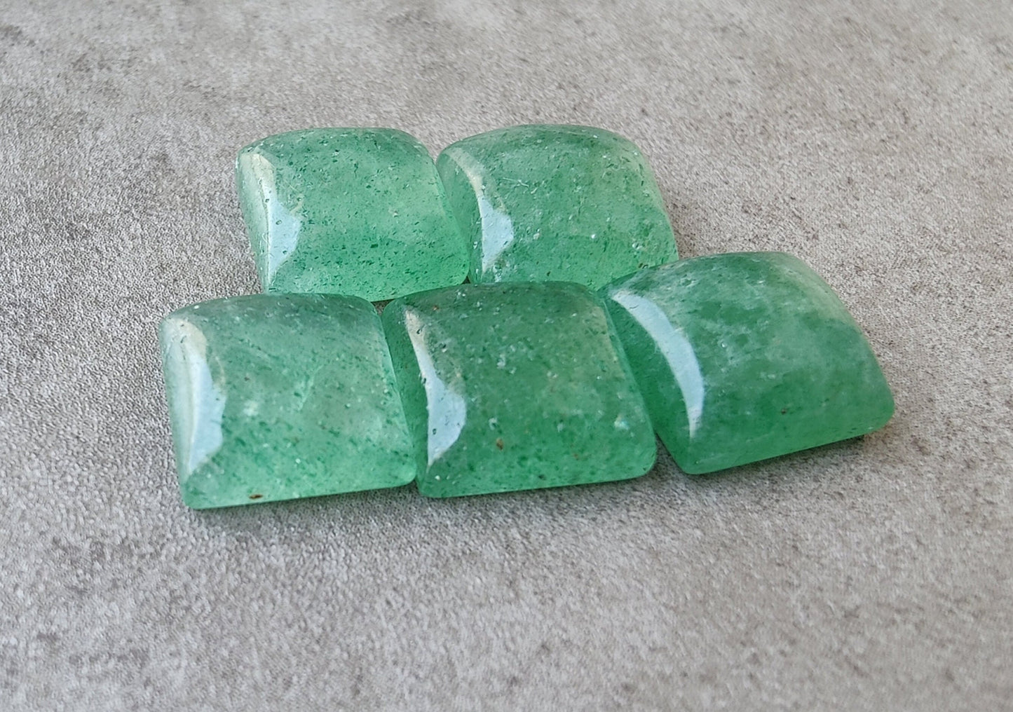 Natural Green Strawberry Quartz Square Shape Cabochon Flat Back Calibrated AAA+ Quality Wholesale Gemstones, All Sizes Available