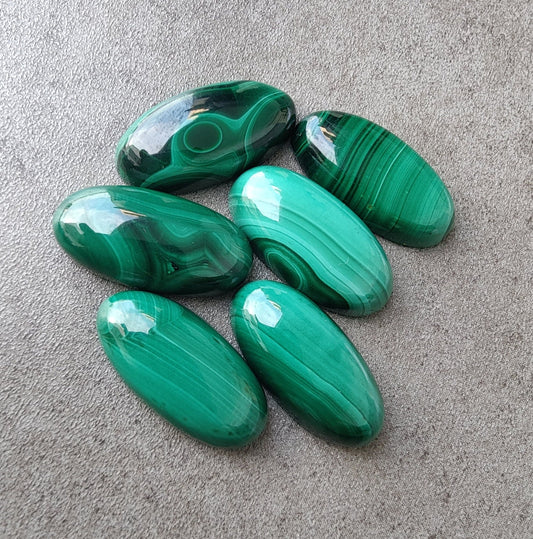 AAA+ Quality Natural Malachite Big Oval Shape Cabochon Flat Back Calibrated Wholesale Gemstones, All Sizes Available
