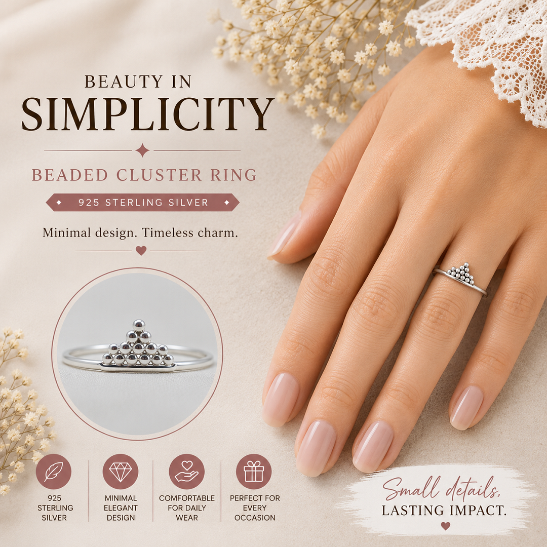 925 Sterling Silver Beaded Cluster Ring – Beauty in the Details