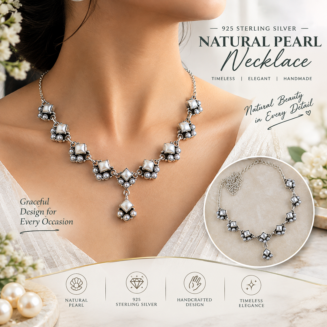 925 Sterling Silver Natural Pearl Handmade Necklace – Timeless Elegance