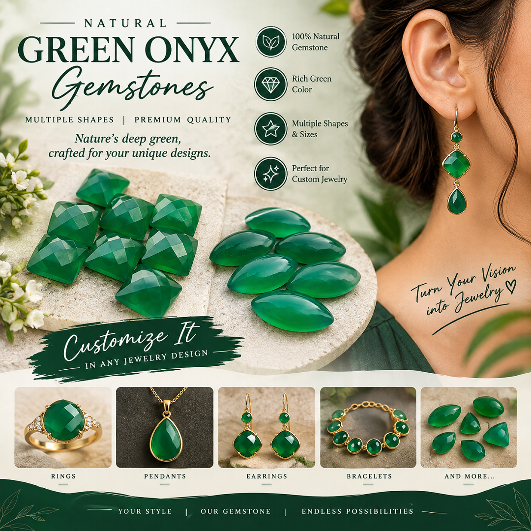 Natural Green Onyx Multiple Shape Gemstones – Create Your Own Unique Jewelry