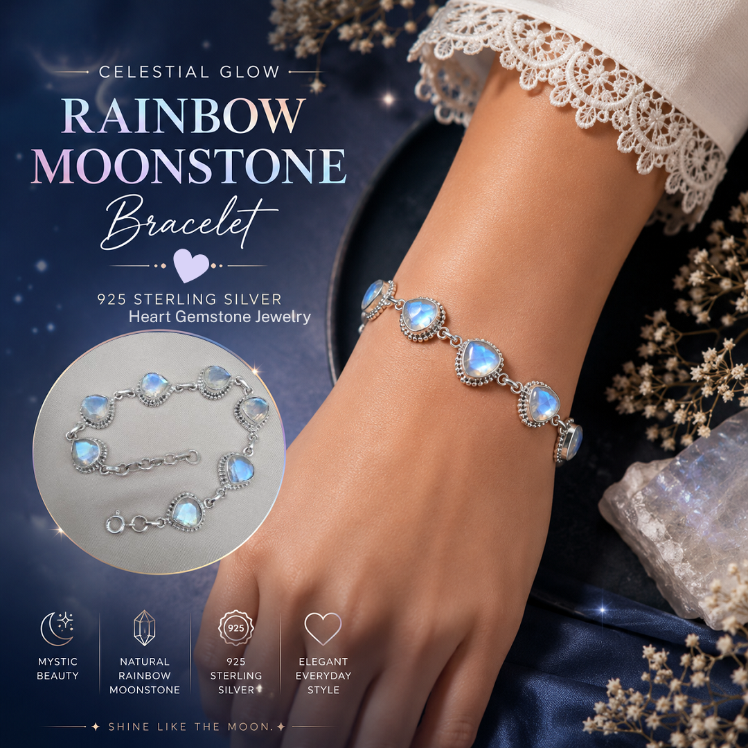 Celestial Glow Rainbow Moonstone Bracelet