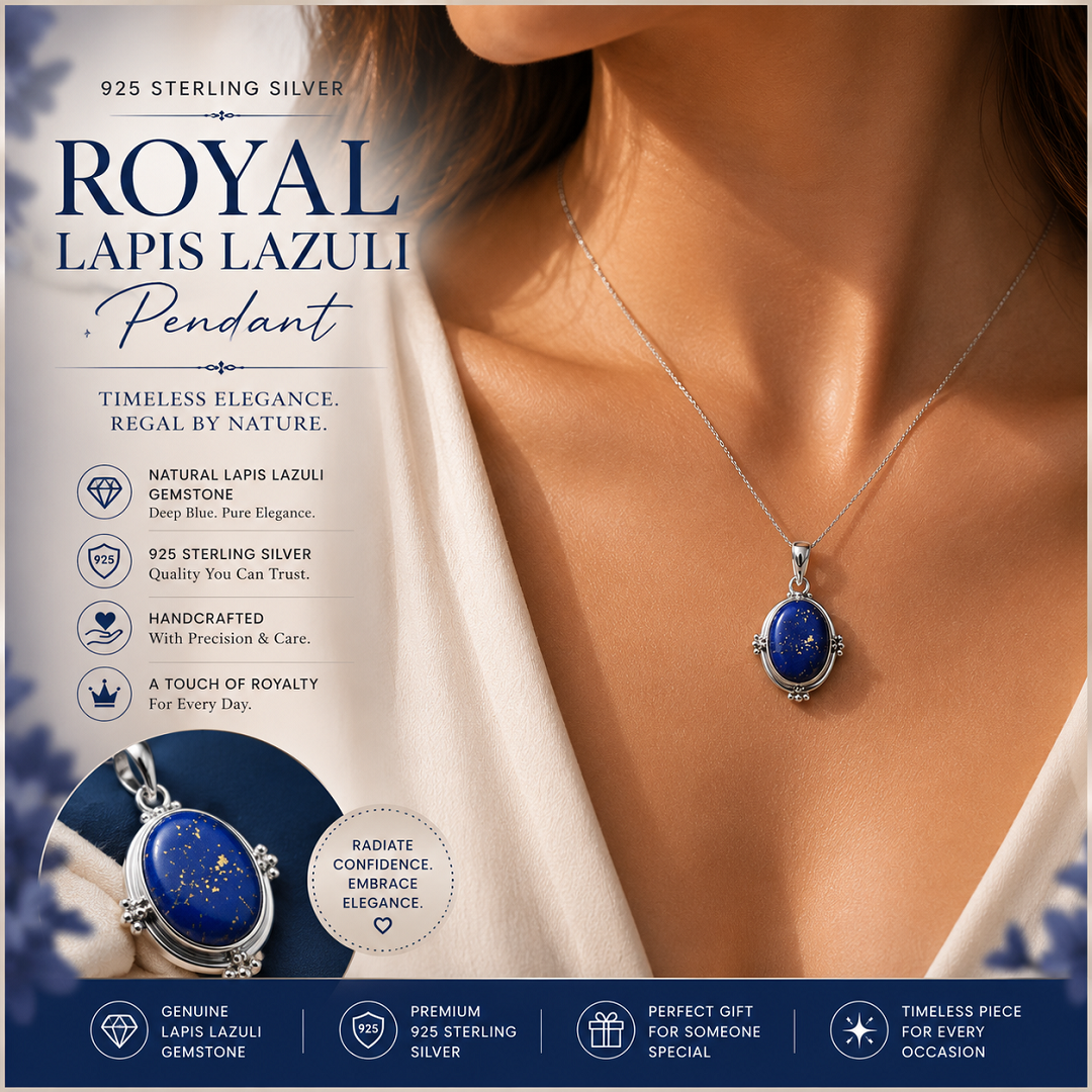 925 Sterling Silver Royal Lapis Lazuli Necklace Pendant – A Symbol of Royal Elegance