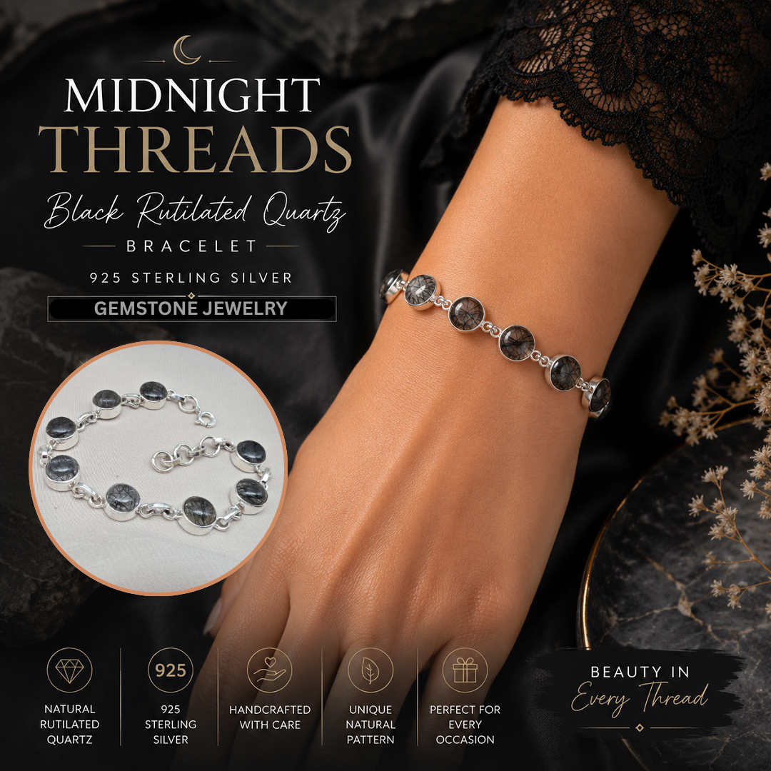 Midnight Threads Black Rutilated Quartz Bracelet