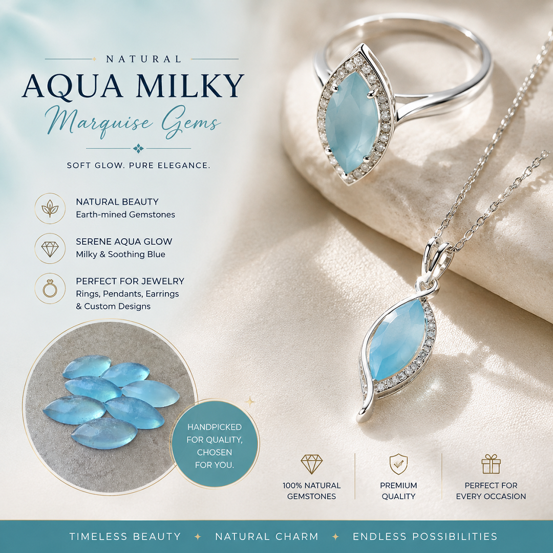 Natural Aqua Milky Marquise Shape Gemstones