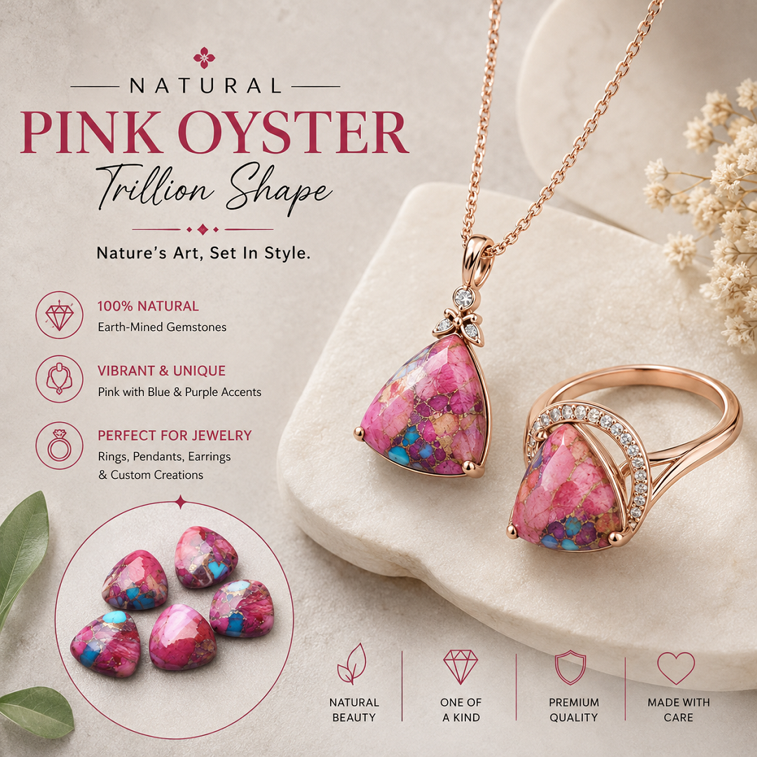 Natural Pink Oyster Trillion Shape Gemstones
