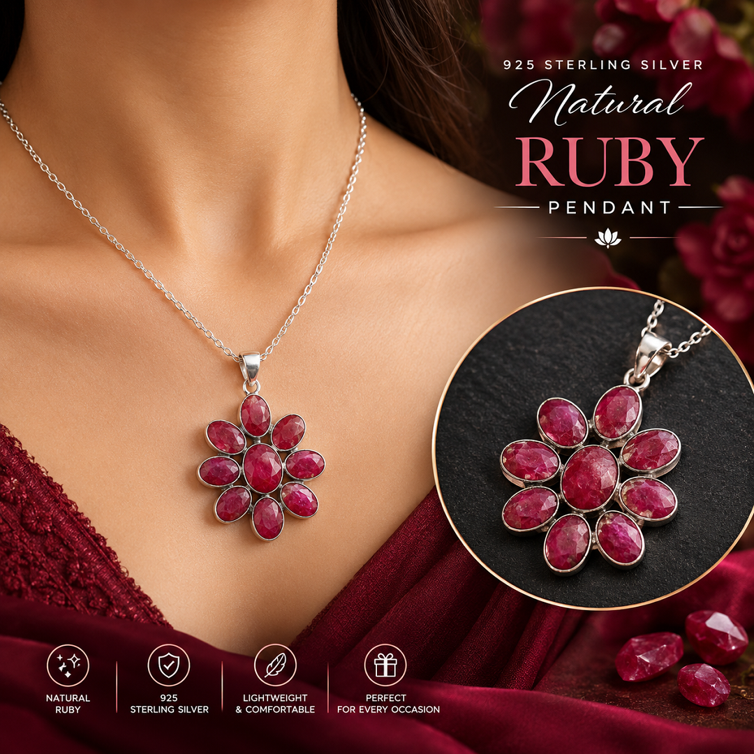 Natural Ruby Pendant in 925 Sterling Silver – A Statement of Timeless Elegance
