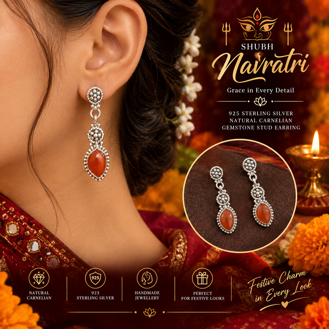925 Sterling Silver Natural Carnelian Gemstone Earrings – Traditional Charm Meets Timeless Elegance