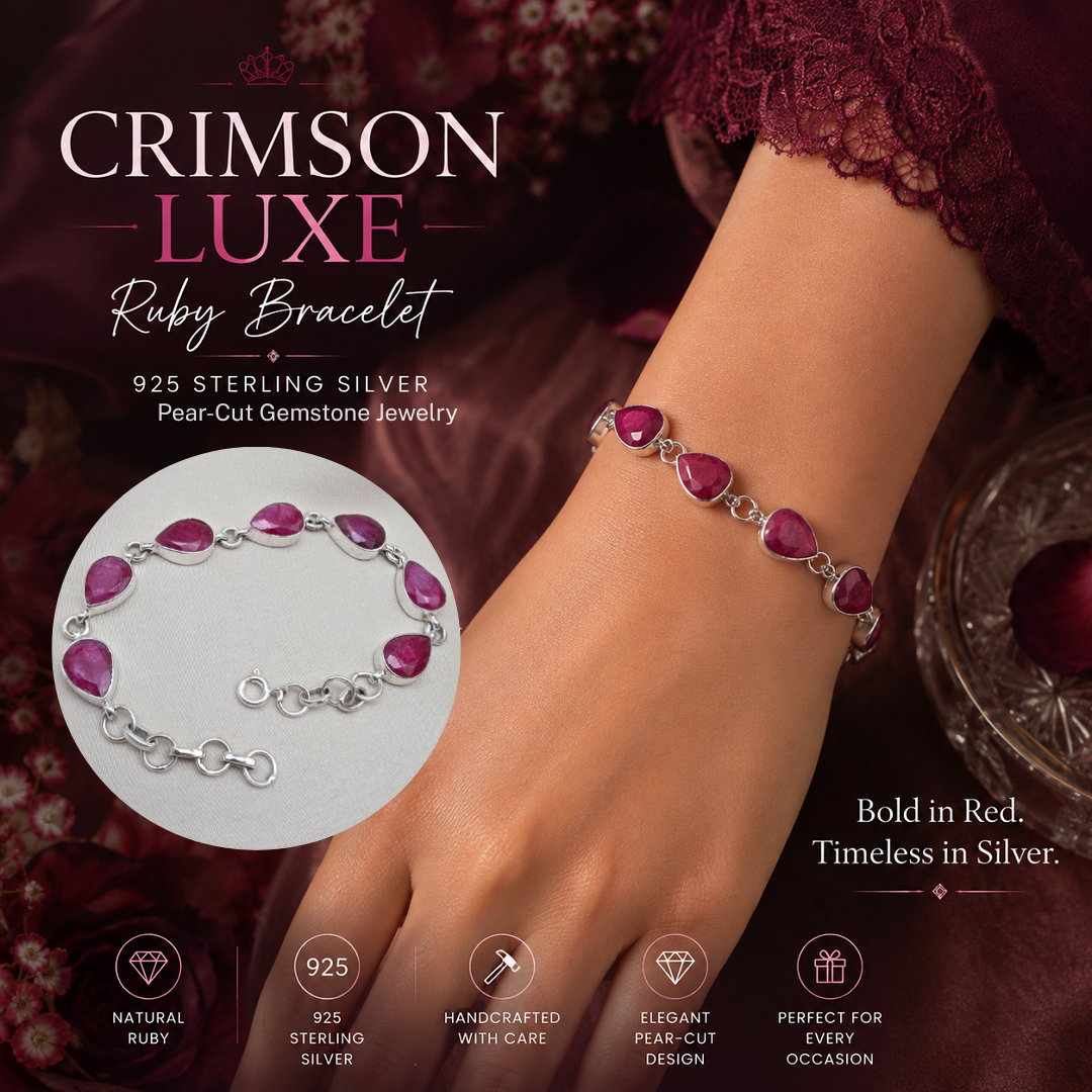 Crimson Luxe Ruby Bracelet – Bold in Red, Timeless in Silver