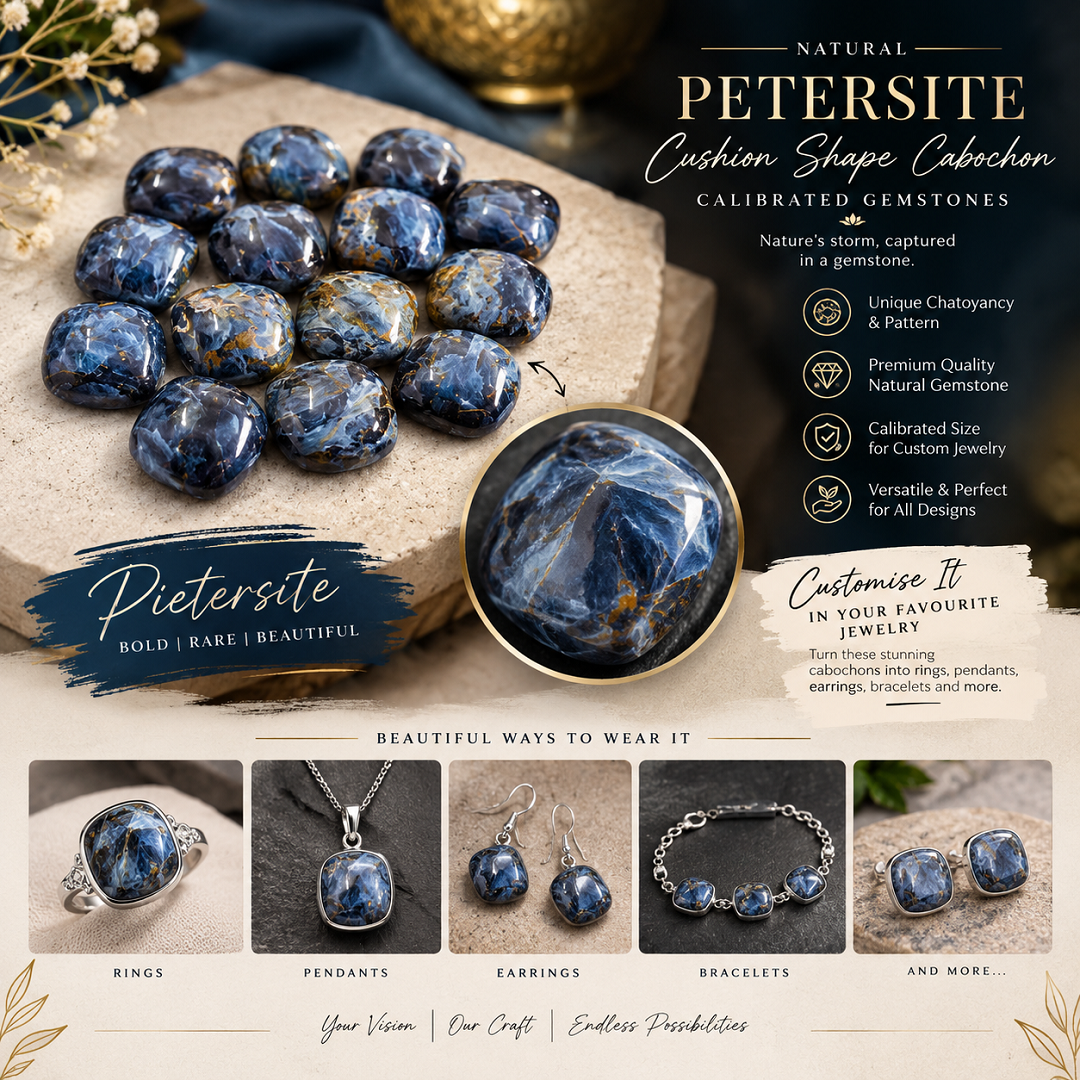 Natural Petersite Cushion Shape Cabochon Calibrated Gemstones – Bold Beauty for Custom Jewelry