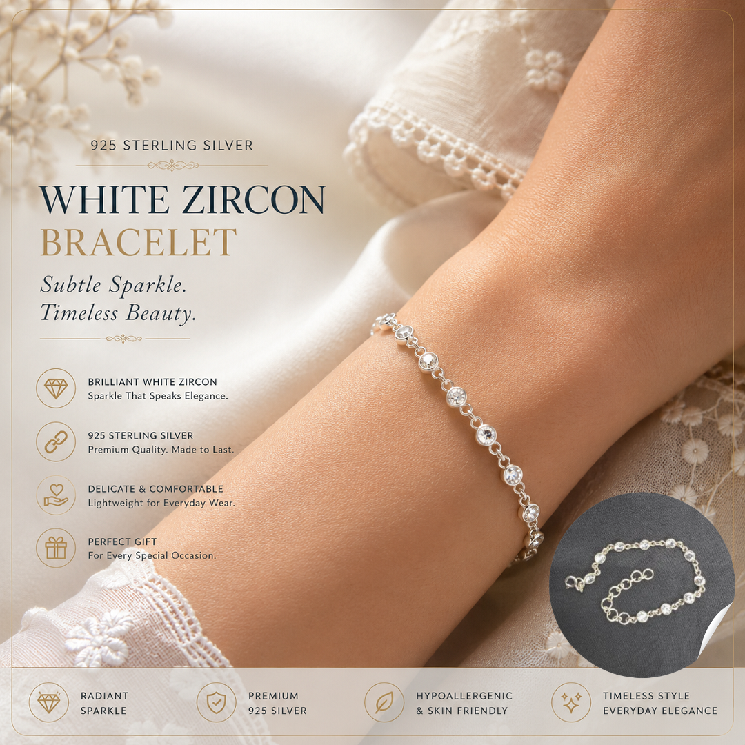 925 Sterling Silver White Zircon Bracelet – Timeless Sparkle for Every Occasion