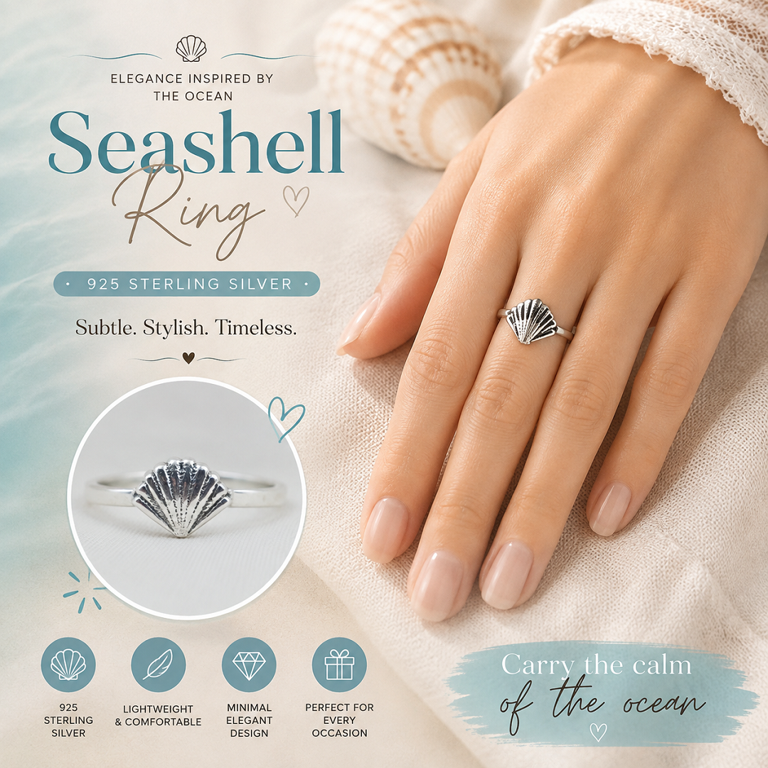 925 Sterling Silver Seashell Ring – Inspired by the Beauty of the Ocean