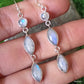 925 SOLID STERLING SILVER NATURAL RAINBOW MOONSTONE GEMSTONE HOOK EARRING