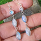 925 SOLID STERLING SILVER NATURAL RAINBOW MOONSTONE GEMSTONE HOOK EARRING