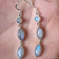 925 SOLID STERLING SILVER NATURAL RAINBOW MOONSTONE GEMSTONE HOOK EARRING