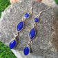 925 SOLID STERLING SILVER NATURAL LAPIS LAZULI GEMSTONE HOOK EARRING