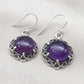 Amethyst 925 Sterling Silver Round Drop Dainty Earrings Boho Jewelry
