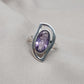 Amethyst Sterling Silver Ring: Modern Abstract Design, February Birthstone