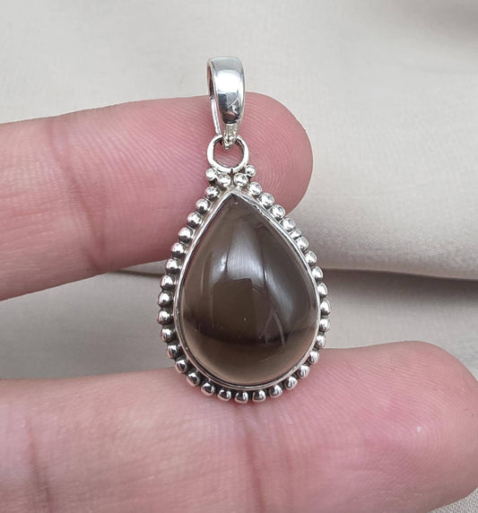 Smoky Quartz Pendant: 925 Sterling Silver November Birthstone Necklace Healing Gemstone Jewelry