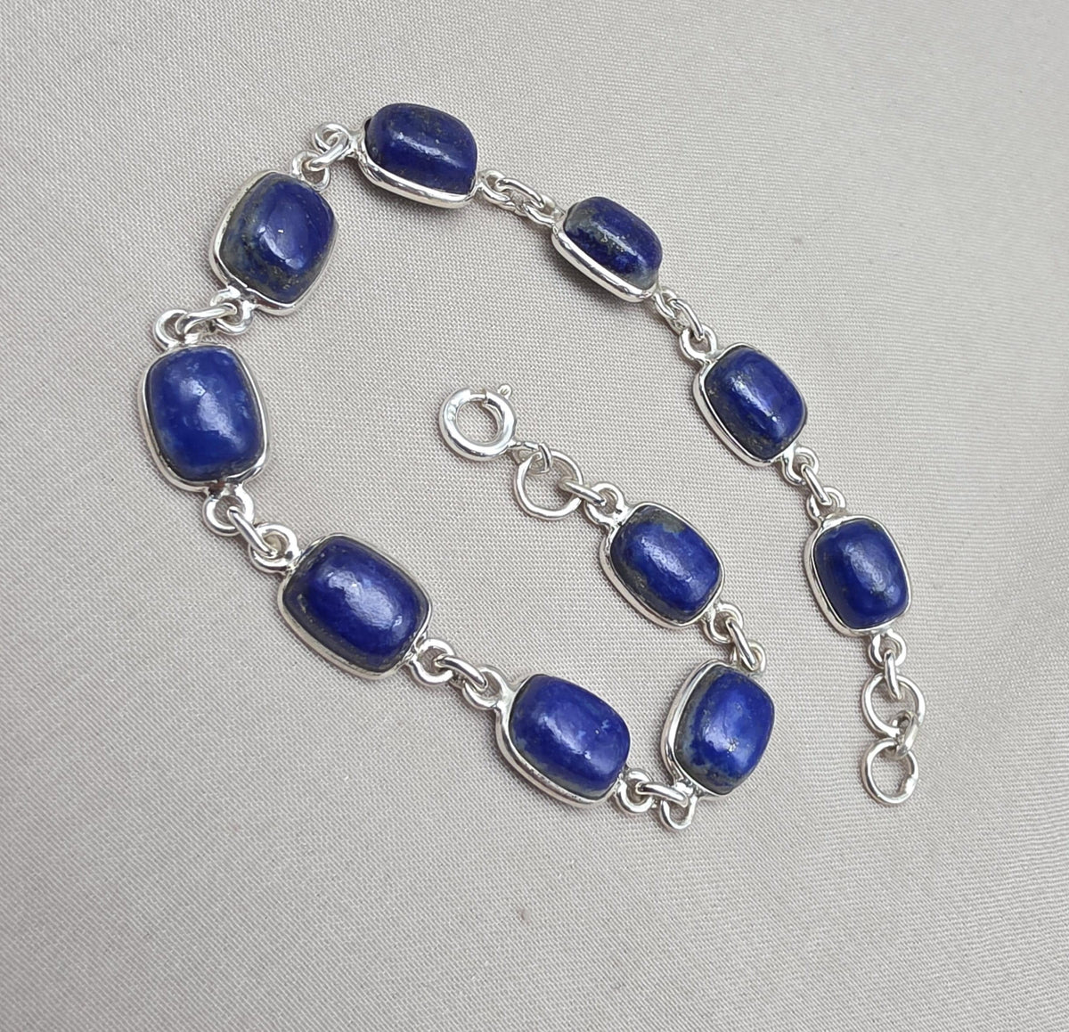 Lapis Lazuli Bracelet 925 Silver Blue Gemstone Jewelry Gift for Her Handmade Statement Bracelet