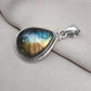 Handmade Labradorite Teardrop Pendant: 925 Sterling Silver Gemstone Necklace