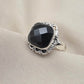925 Sterling Silver Black Onyx Ring Cushion Cut Natural Gemstone Handmade Vintage Style Gift