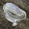 925 SOLID STERLING SILVER NATURAL RAINBOW MOONSTONE GEMSTONES HANDMADE RING, ALL SIZES AVAILABLE