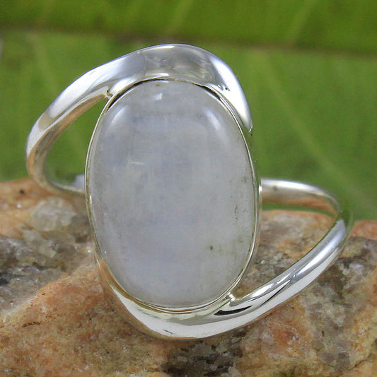 925 SOLID STERLING SILVER NATURAL RAINBOW MOONSTONE GEMSTONES HANDMADE RING, ALL SIZES AVAILABLE