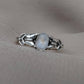 Rainbow Moonstone Goddess Ring: 925 Sterling Silver, Boho Spiritual Jewelry