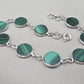 Malachite Bracelet 925 Sterling Silver Round Cabochon Green Gemstone Link Bracelet Handmade Jewelry