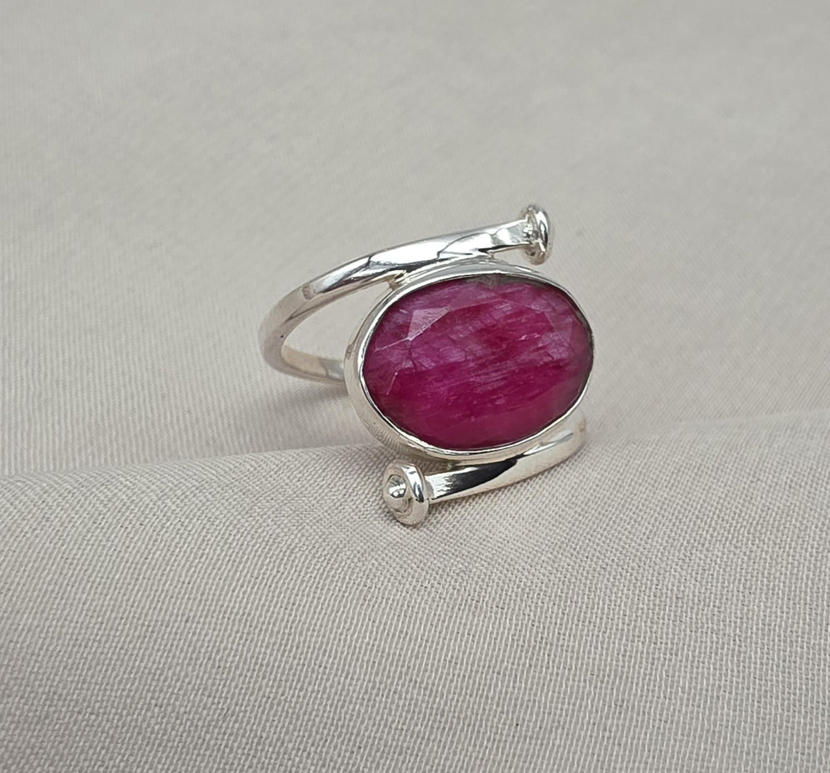 Natural Ruby Ring: Handmade 925 Sterling Silver Boho Statement Ring July Birthstone