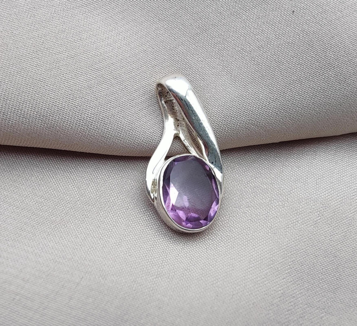 Amethyst Silver Pendant: Faceted 925 Sterling Gemstone, February Birthstone