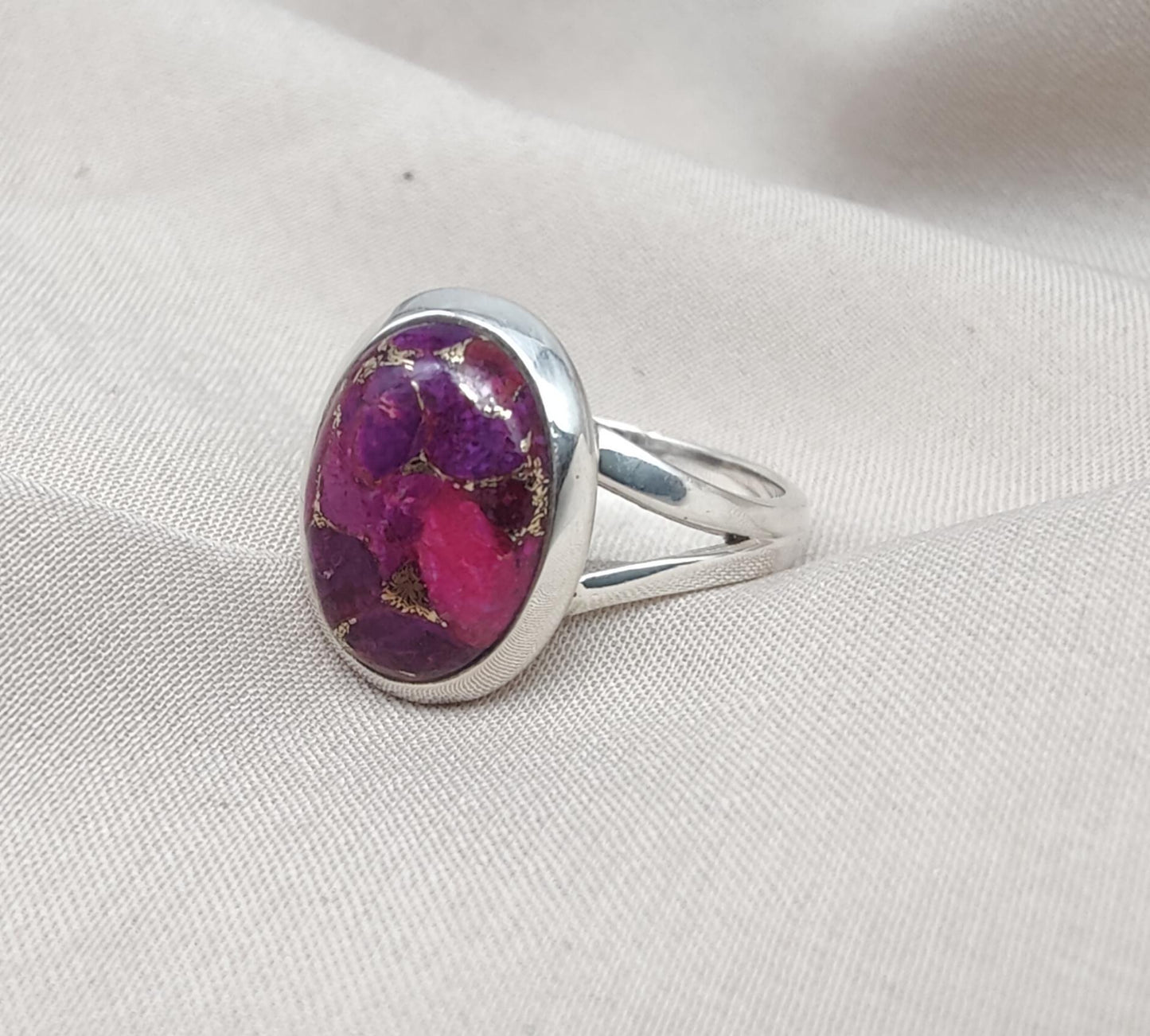 Purple Copper Turquoise Ring: 925 Sterling Silver Jewelry Oval shape Gemstone Ring