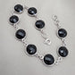 Black Onyx Bracelet 925 Sterling Silver Faceted Round Stone Link Bracelet Handmade Jewelry