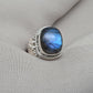Blue Flash Labradorite 925 Sterling Silver Ring: Handmade Boho Gemstone Jewelry