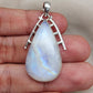 Rainbow Moonstone Pendant | 925 Sterling Silver Teardrop Necklace | June Birthstone | Intuition & Healing Crystal Jewelry