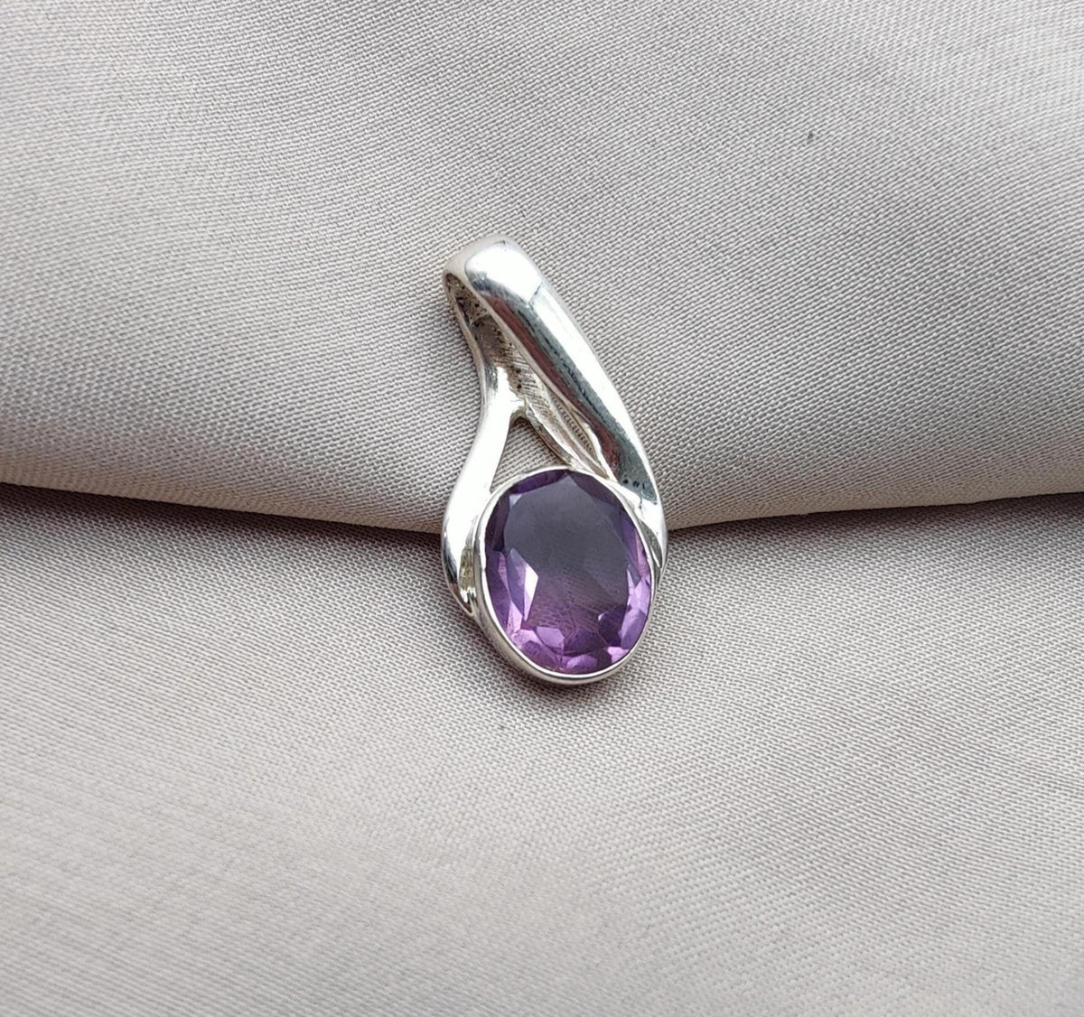 Amethyst Silver Pendant: Faceted 925 Sterling Gemstone, February Birthstone