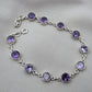 Amethyst 925 Sterling Silver Gemstone Bracelet Natural Purple Gemstone Oval Link Jewelry