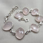 925 Sterling Silver Rose Quartz Natural Gemstone Link Bracelet Handmade Jewelry Gift for Her