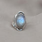 Rainbow Moonstone Ring: Sterling Silver Statement Jewelry, Artisan Boho Design