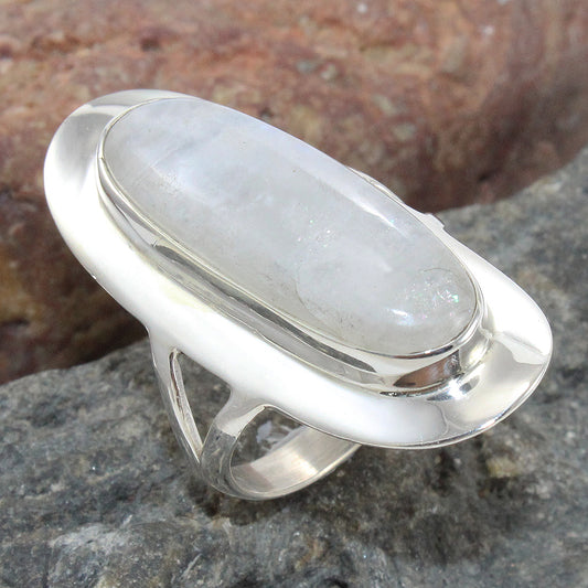925 SOLID STERLING SILVER NATURAL RAINBOW MOONSTONE GEMSTONES HANDMADE RING, ALL SIZES AVAILABLE