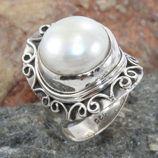 925 SOLID STERLING SILVER NATURAL Mother of Pearl GEMSTONES HANDMADE RING, ALL SIZES AVAILABLE