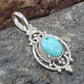 925 SOLID STERLING SILVER NATURAL TIBETAN TURQUOISE HANDMADE PENDANT