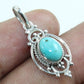 925 SOLID STERLING SILVER NATURAL TIBETAN TURQUOISE HANDMADE PENDANT