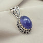 Natural Tanzanite Cabochon Pendant 925 Sterling Silver Handmade Blue Violet Gemstone Jewelry Gift