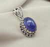 Natural Tanzanite Cabochon Pendant 925 Sterling Silver Handmade Blue Violet Gemstone Jewelry Gift