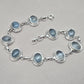 925 Sterling Silver Aqua Milky Gemstone Bracelet Natural Blue Cabochon Handmade Jewelry