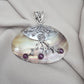 Mother of Pearl Silver Pendant Natural Ruby Cabochon Handmade 925 Sterling Silver Gemstone Jewelry
