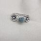 Aquamarine Heart Ring 925 Sterling Silver Floral Boho Ring