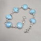 Natural Larimar Handmade  Bracelet : 925 Sterling Silver Blue Gemstone Adjustable Bracelet